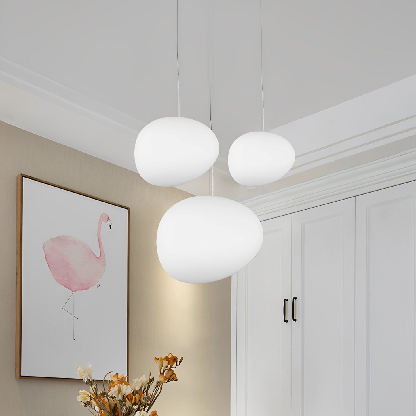 Olivia – Pendelleuchte in Kieselstein-Optik aus Glas