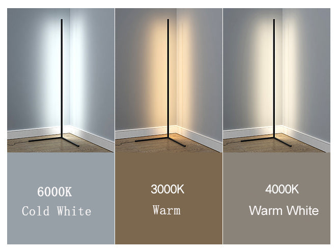 LED-Ecklampe im minimalistischen Stil mit Farbwechsel-Funktion
