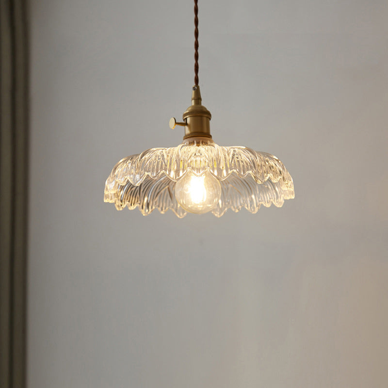 Freja – Gewellte Glas-Pendelleuchte aus Kupfer