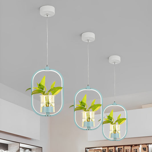 Noemi – Runde LED-Pendelleuchte mit Pflanzen-Element