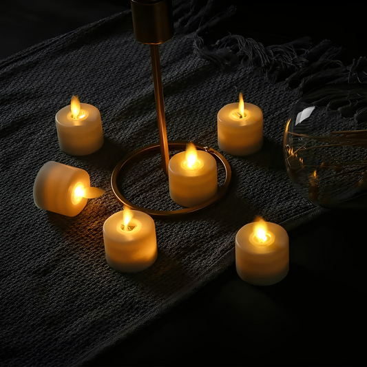 GlowLite – Schwingende LED-Teelichtkerze in Beige