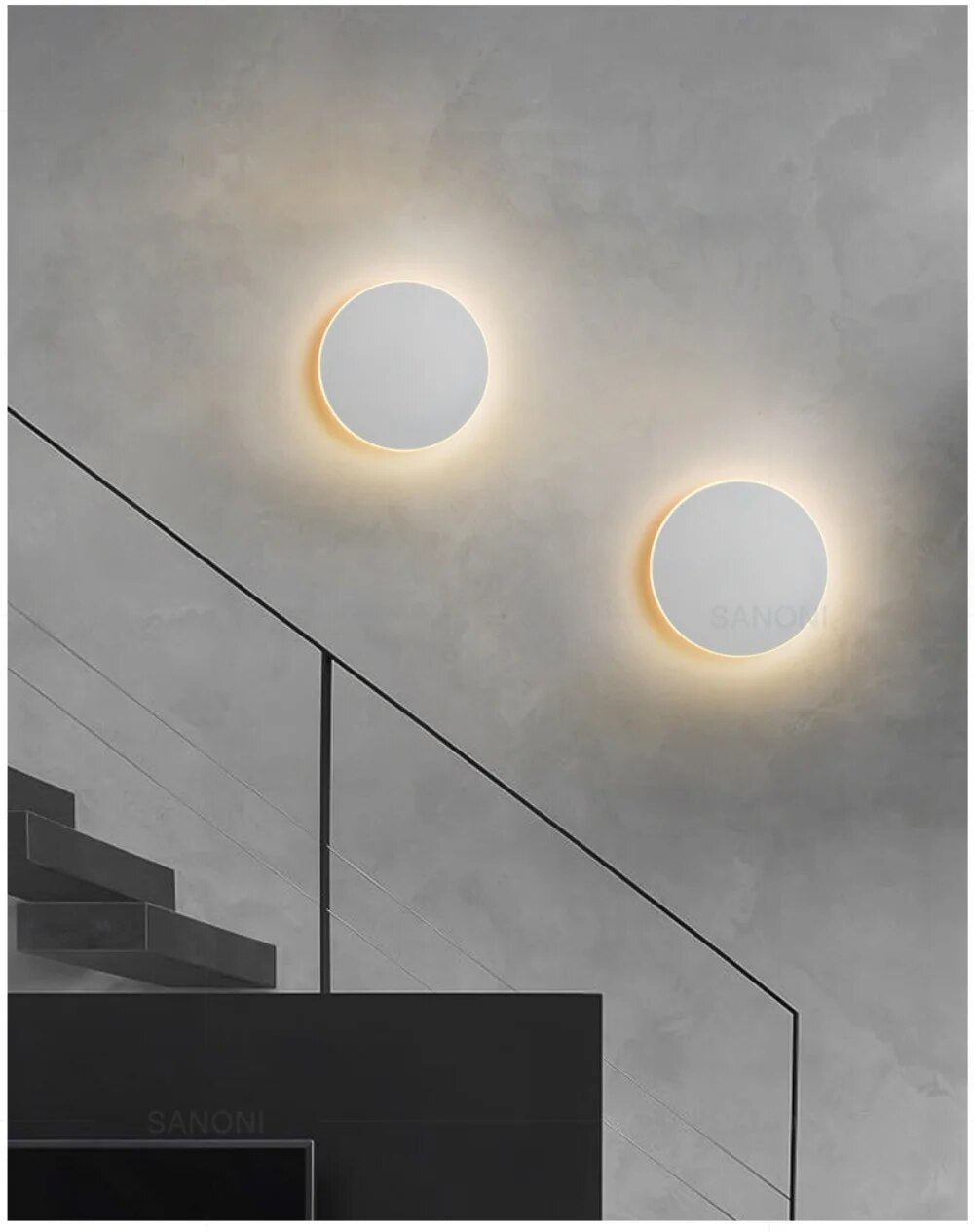 Runde LED-Touch-Wandleuchte für Treppen und Flure