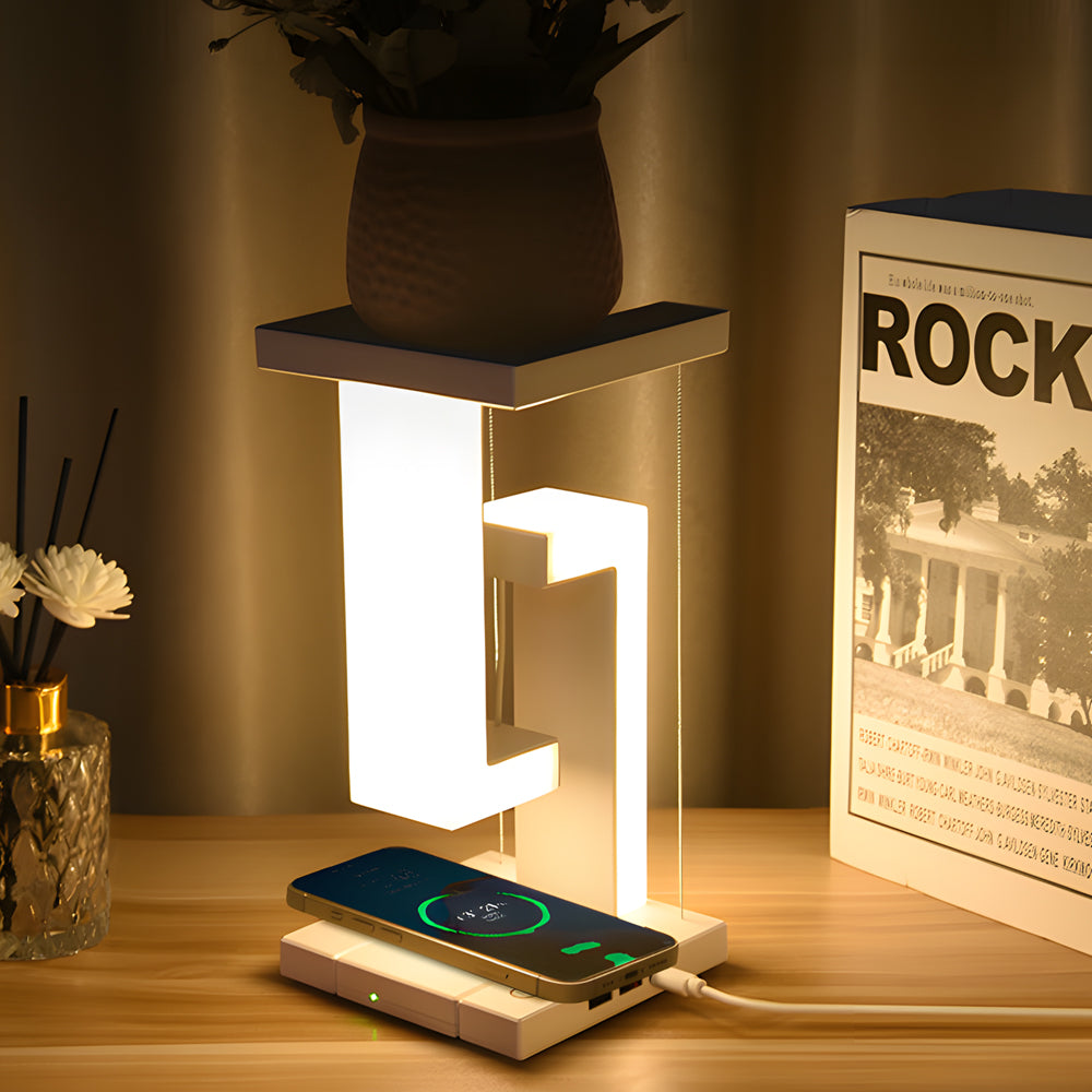 Leviora – Schwebende LED-Tischlampe mit kabelloser Ladefunktion