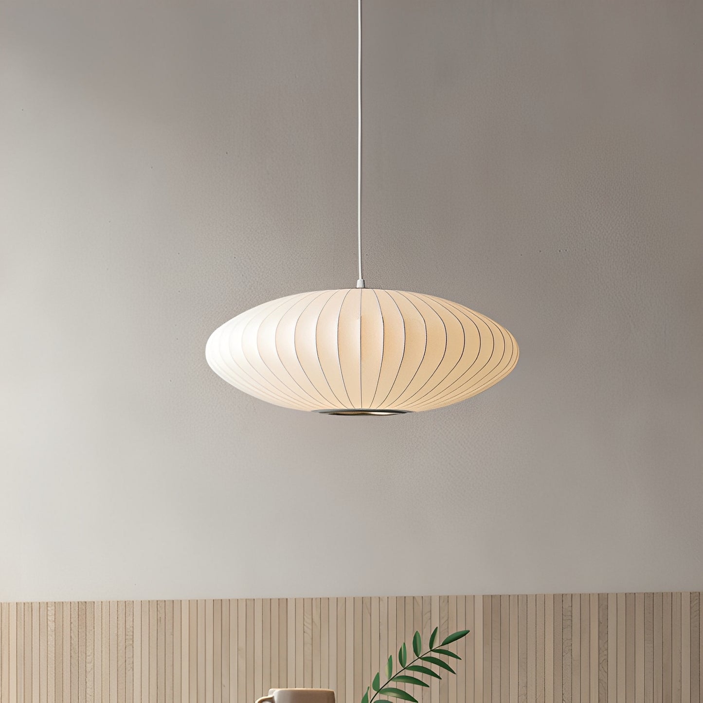 Soluna – Moderne Stoff-Pendelleuchte in Weiß