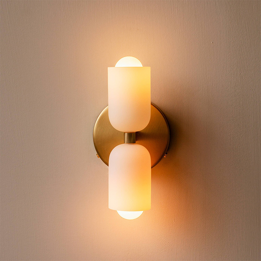 Elodie – Moderne Cremefarbene Doppelkopf-Wandlampe