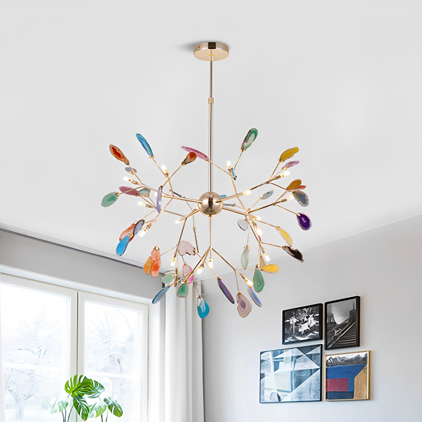 Auron – Dekorativer LED-Kronleuchter mit Onyxstein im Nordic-Stil