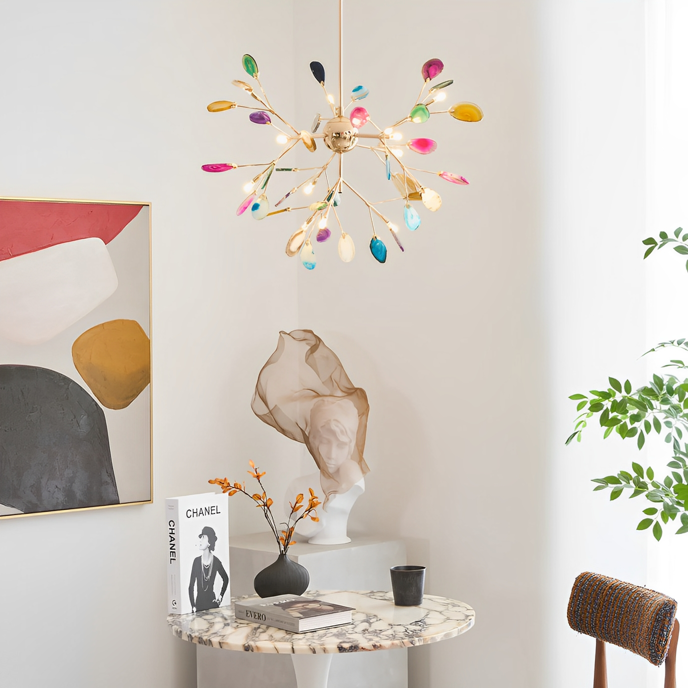 Auron – Dekorativer LED-Kronleuchter mit Onyxstein im Nordic-Stil