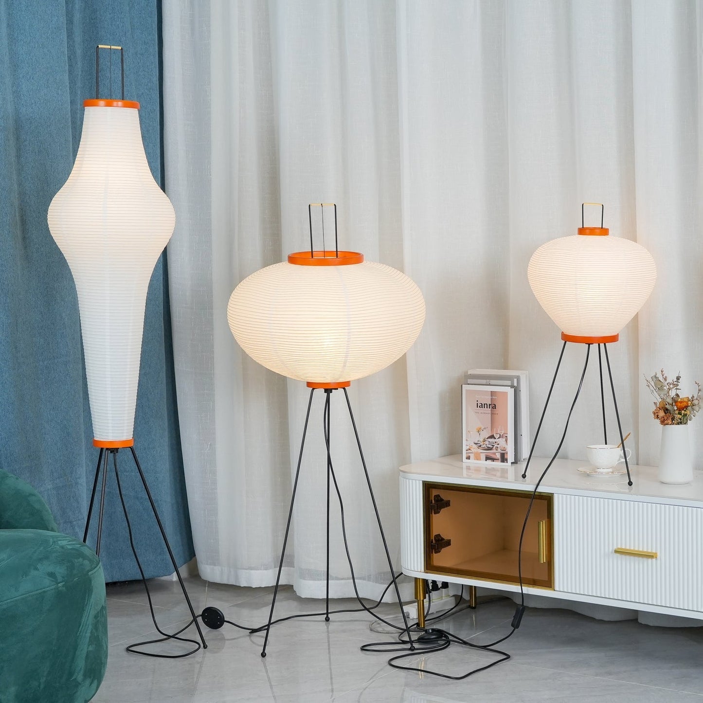 Noa – Stehlampe mit Reispapier: Minimalistische Ruhe in Lichtform