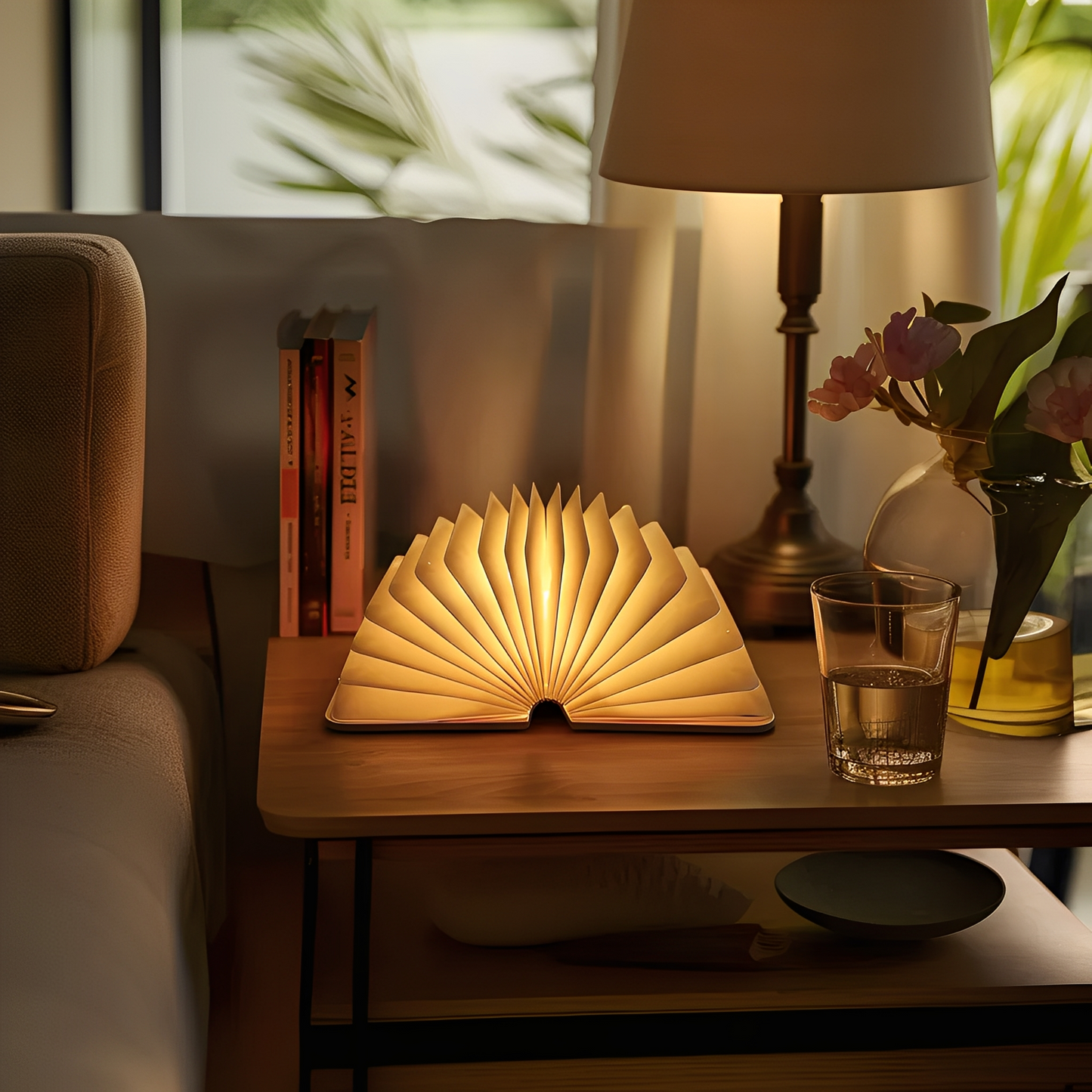 Levin – Faltbare LED-Nachtlampe in Lederoptik