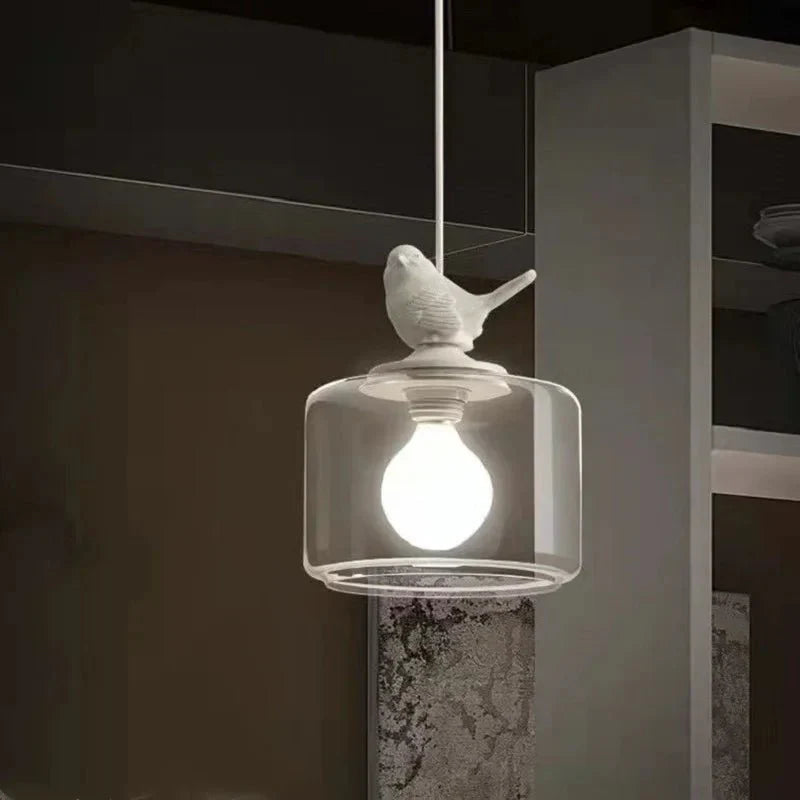 Liora – Glas-Hängelampe mit Vogelmotiv