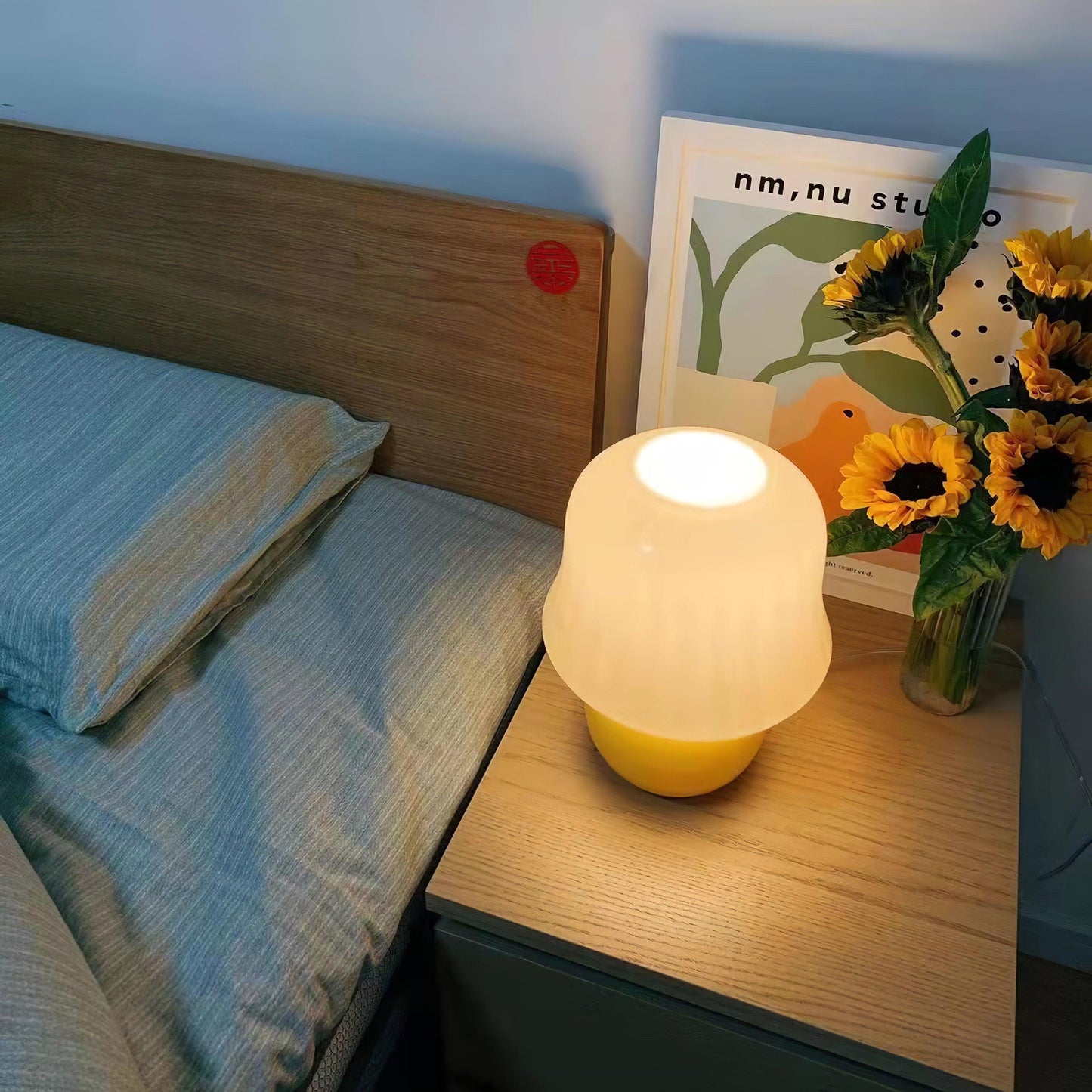 Zara – Tischlampe im Pilzdesign aus glasierter Glas