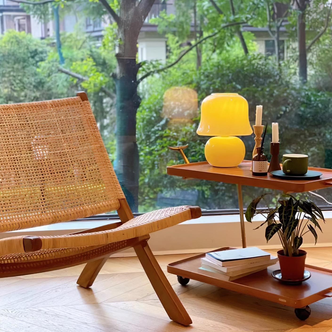Zara – Tischlampe im Pilzdesign aus glasierter Glas