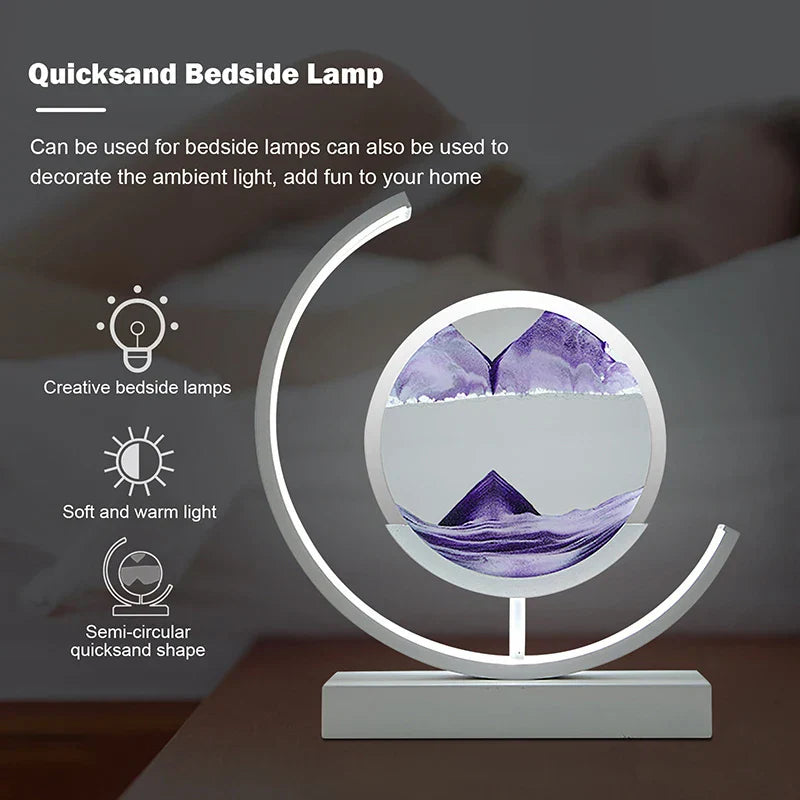 LED table lamp with quicksand effect