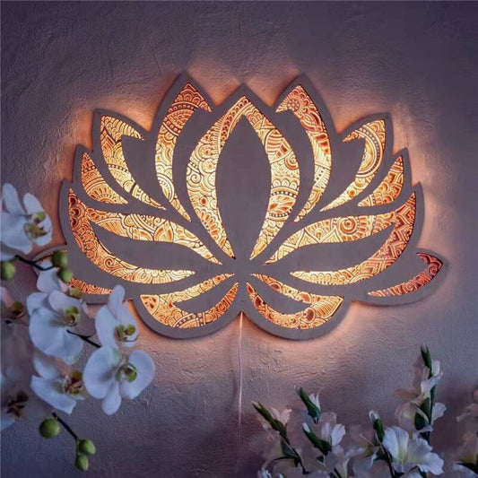 ZenBlossom – LED-Wandleuchte mit Lotus-Mandala für harmonische Lichtakzente
