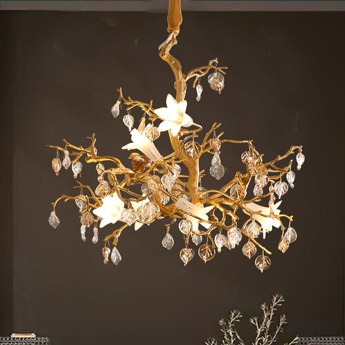 Fiori – Glas-Kronleuchter aus Kupfer