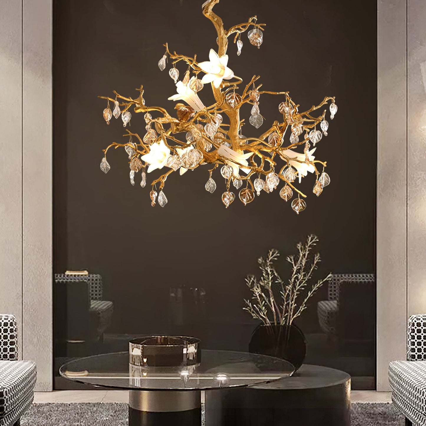 Fiori – Glas-Kronleuchter aus Kupfer