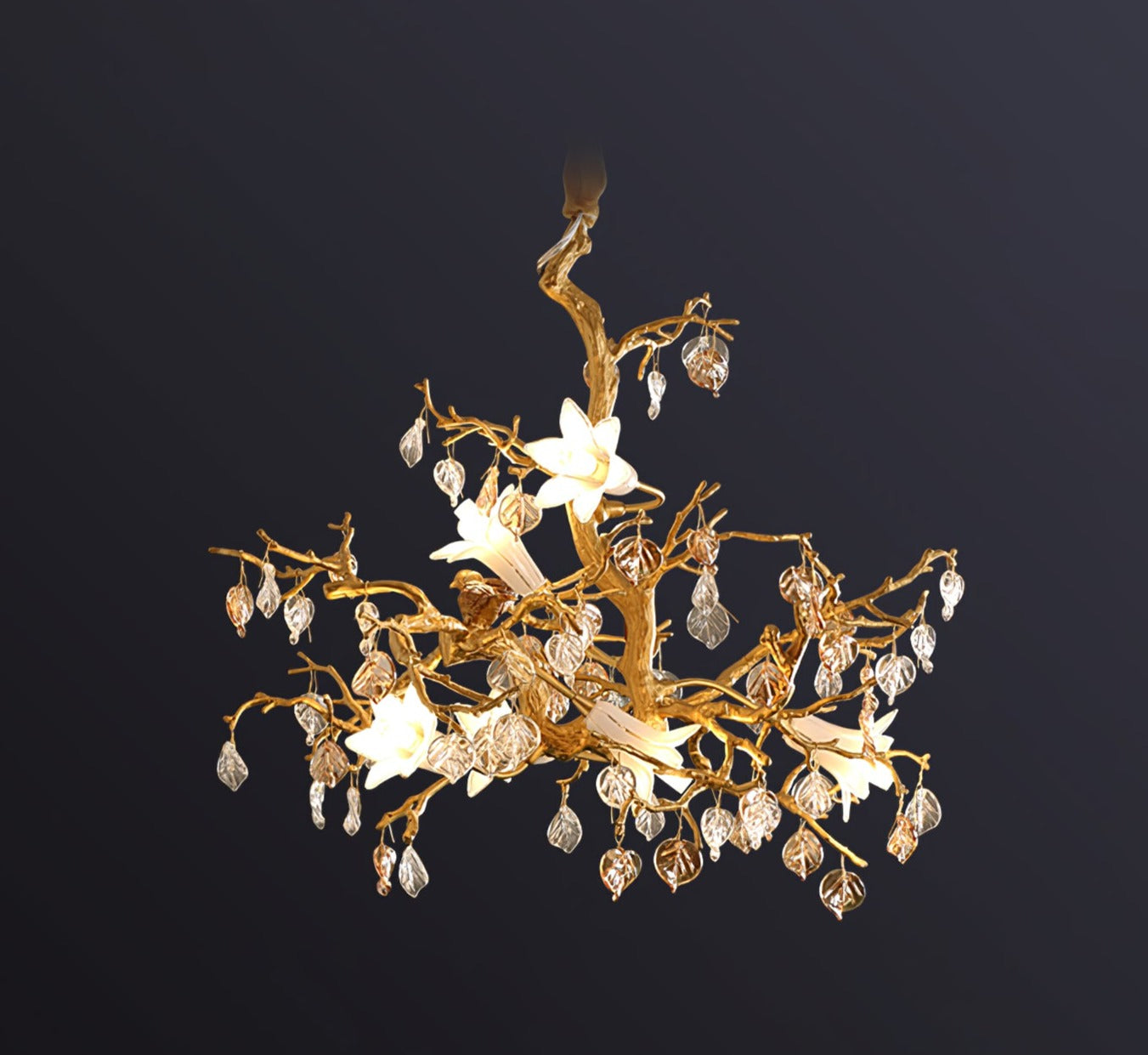 Fiori – Glas-Kronleuchter aus Kupfer