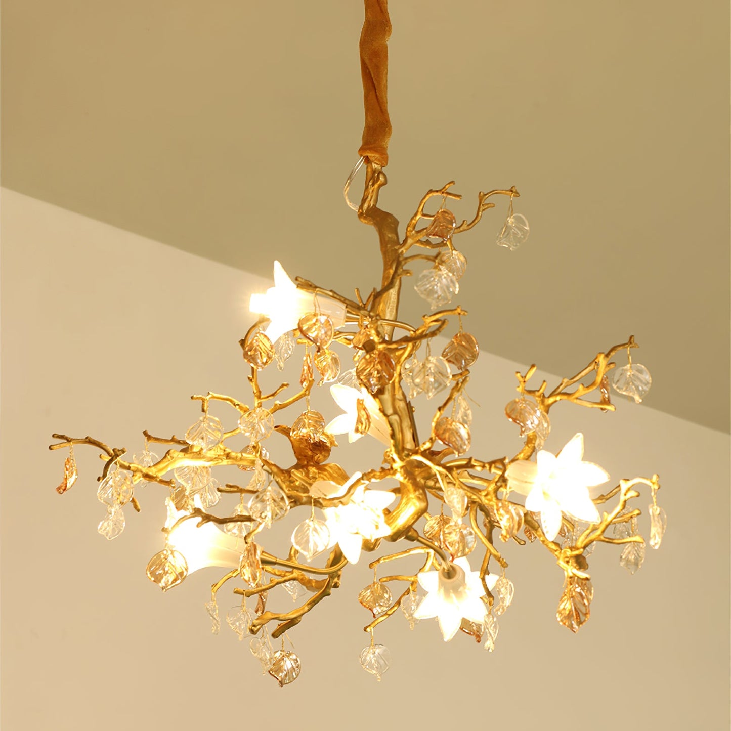 Fiori – Glas-Kronleuchter aus Kupfer