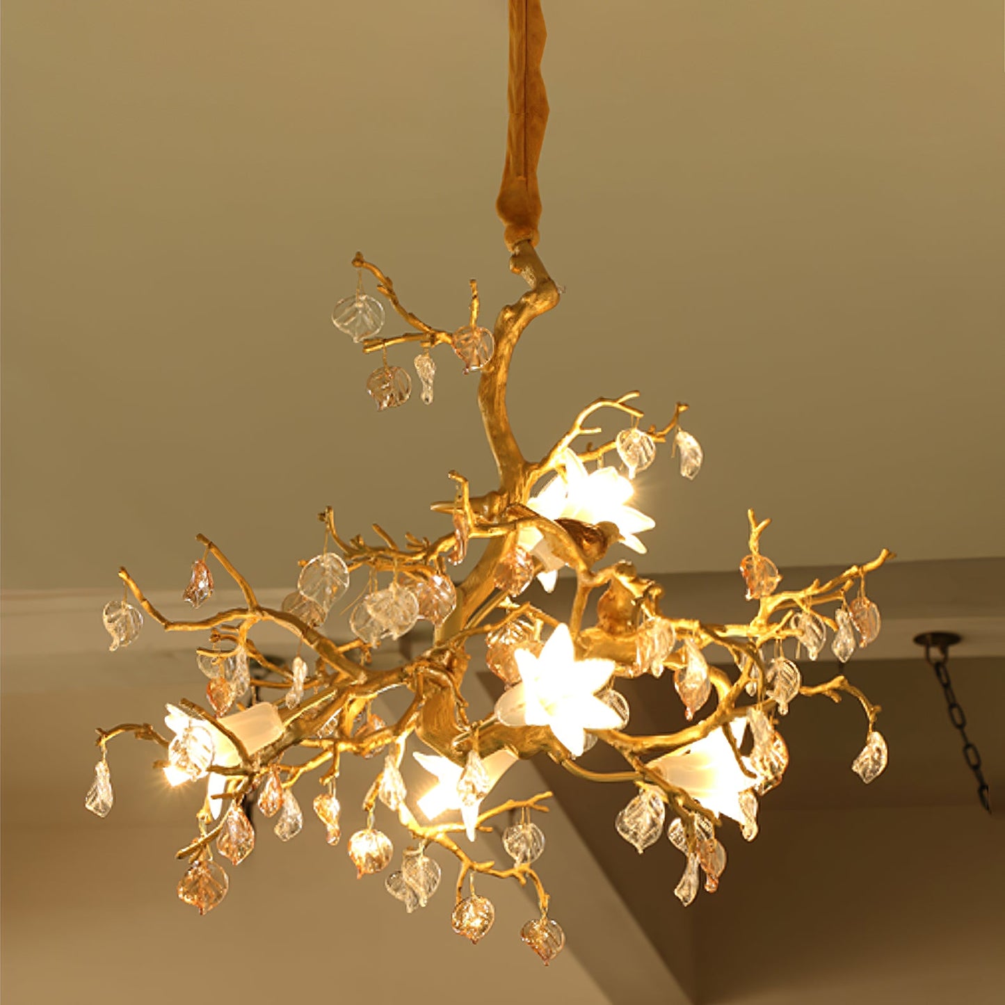 Fiori – Glas-Kronleuchter aus Kupfer