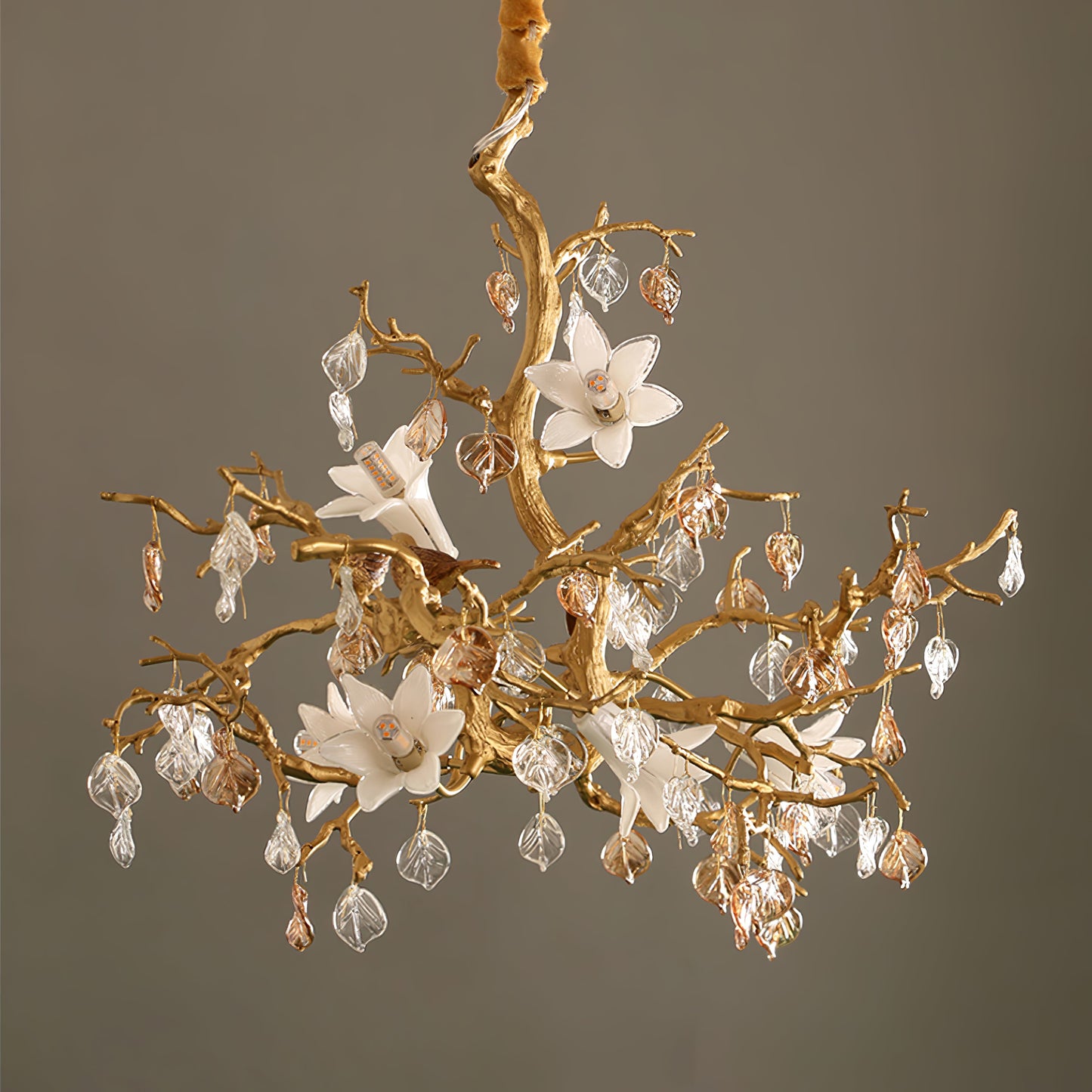 Fiori – Glas-Kronleuchter aus Kupfer