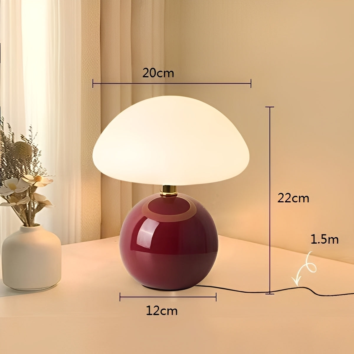 Nelly – Moderne Pilz-Tischlampe im Frost-Design