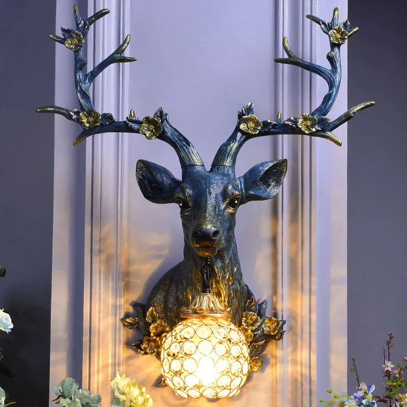 Geweih-Vintage-Wandleuchte im rustikalen Design