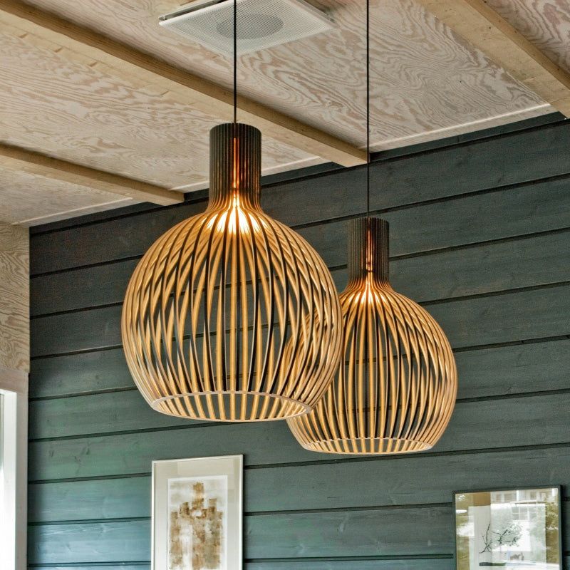 Japanischer Retro-Kronleuchter aus Holz