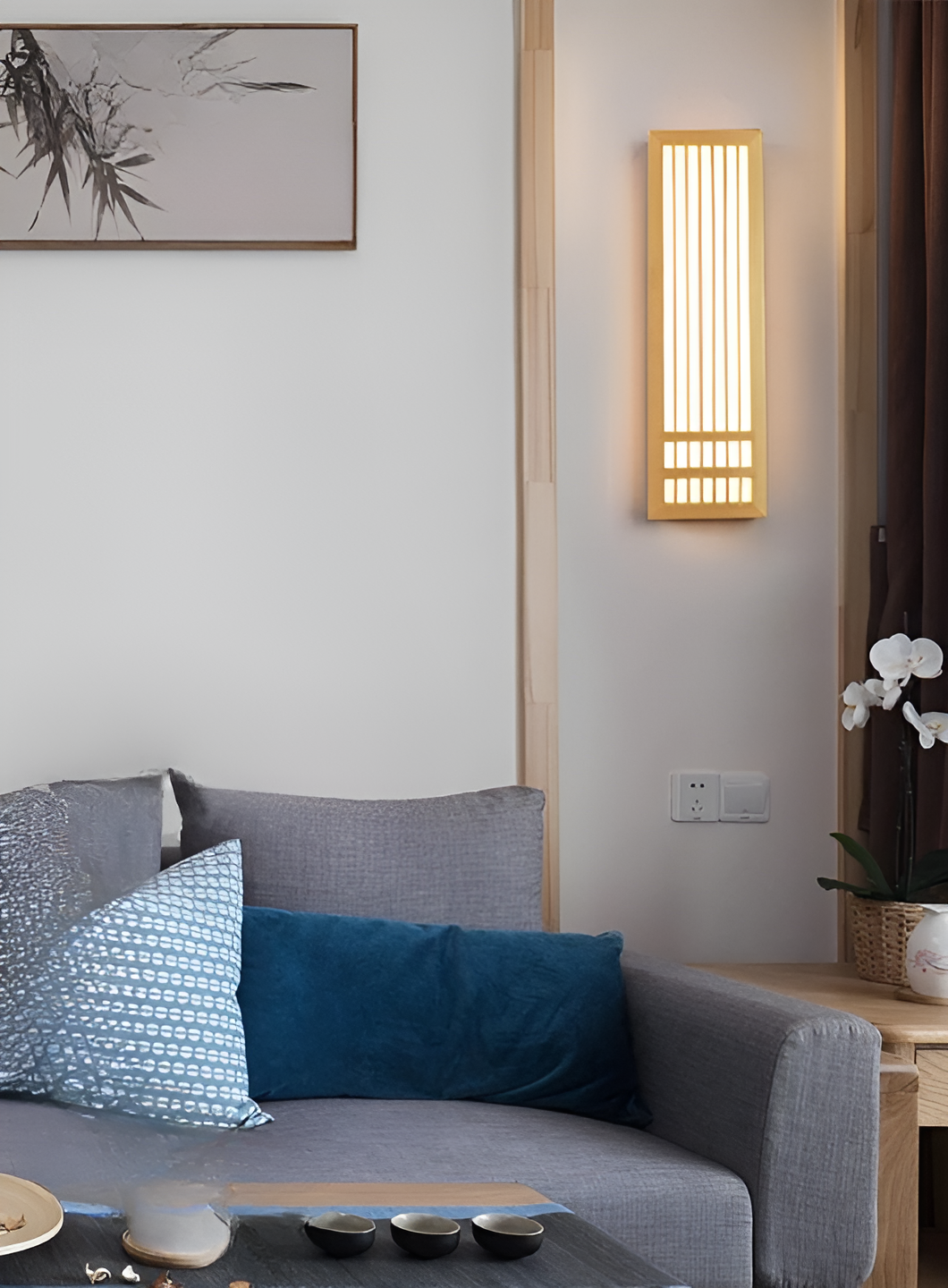 JapandiGlow – Moderne Wandlampe aus Holz & Acryl im Japandi-Stil