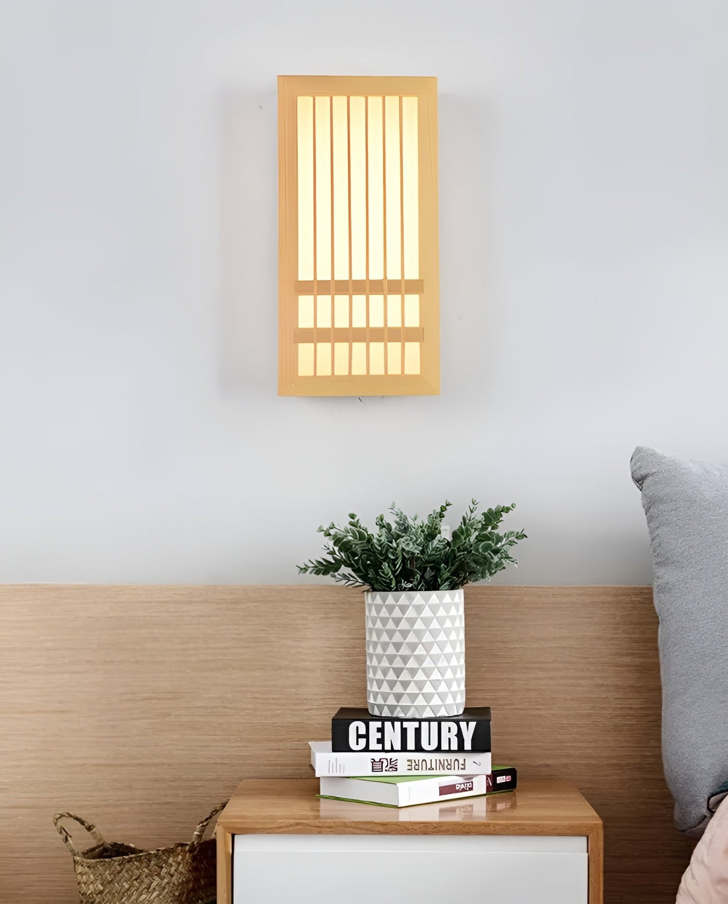 JapandiGlow – Moderne Wandlampe aus Holz & Acryl im Japandi-Stil