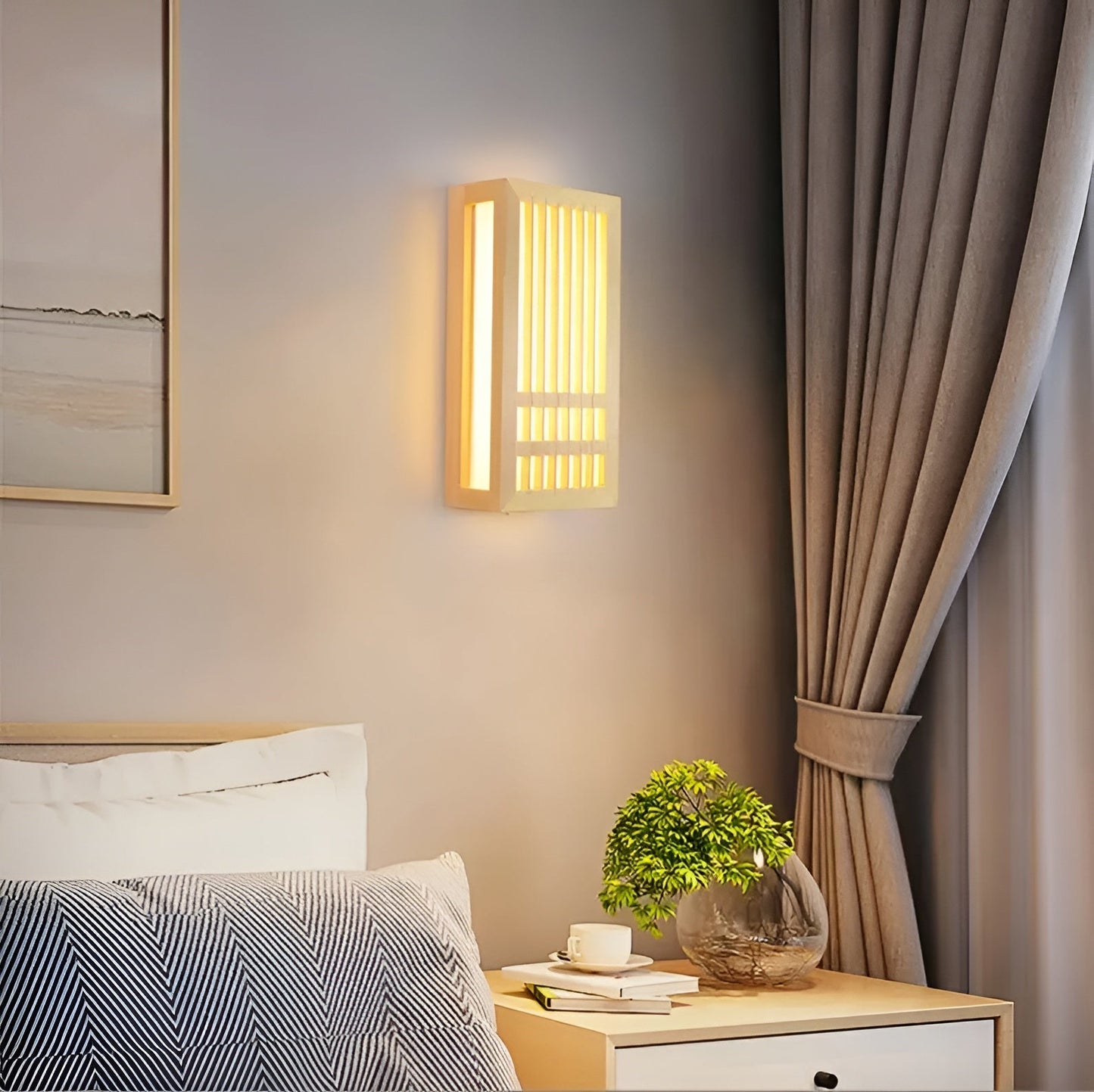 JapandiGlow – Moderne Wandlampe aus Holz & Acryl im Japandi-Stil