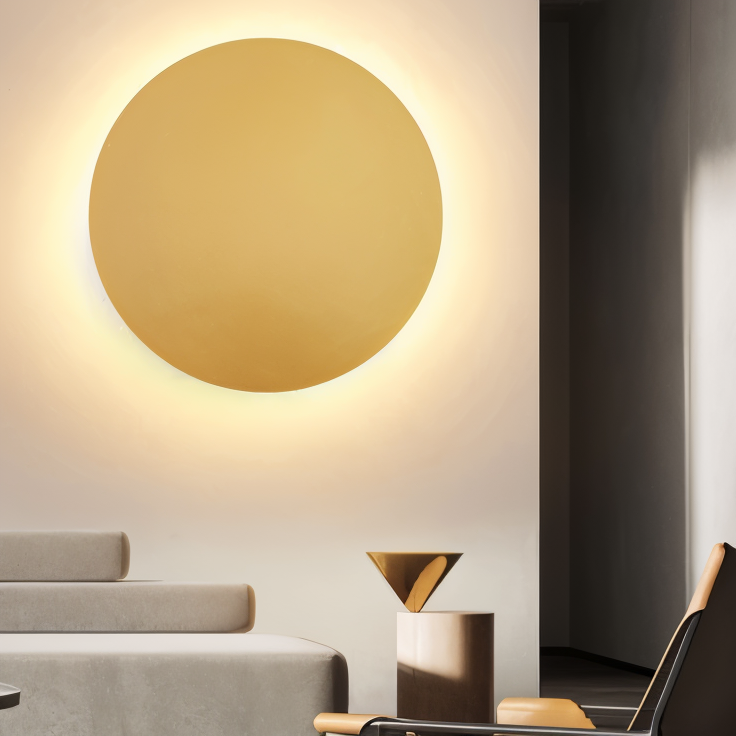 OrbGlow – Runde Metall-Wandleuchte in Schwarz/Weiß/Gold für moderne Räume