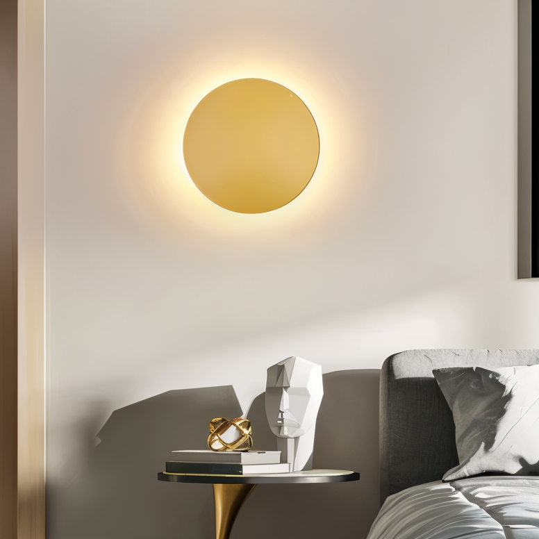 OrbGlow – Runde Metall-Wandleuchte in Schwarz/Weiß/Gold für moderne Räume