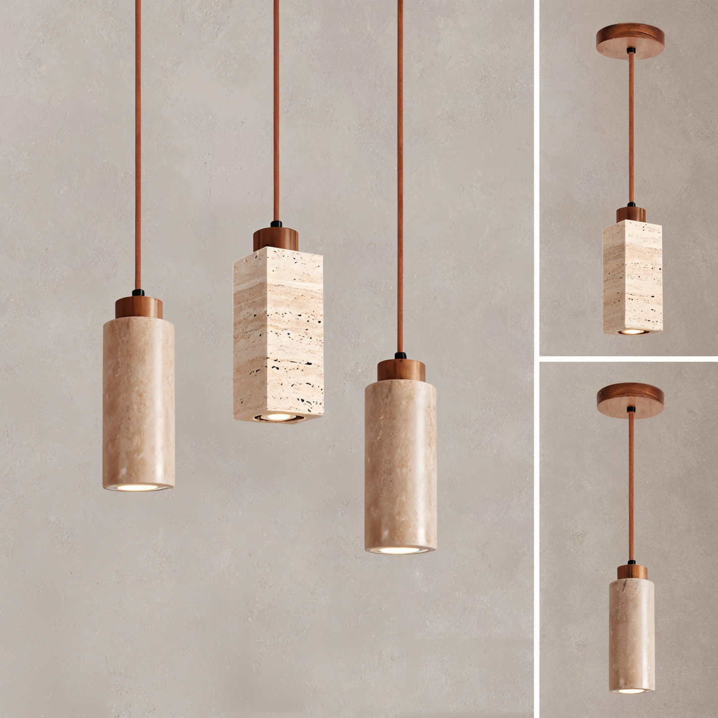 StoneBeam Light – Zylindrische Deckenleuchte aus edlem Marmor