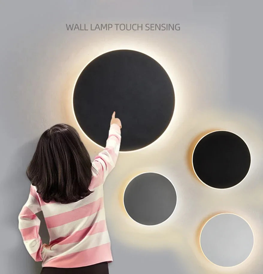Runde LED-Touch-Wandleuchte für Treppen und Flure