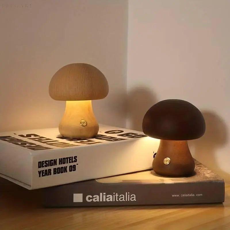 Süßes Pilz-Nachtlicht aus Holz