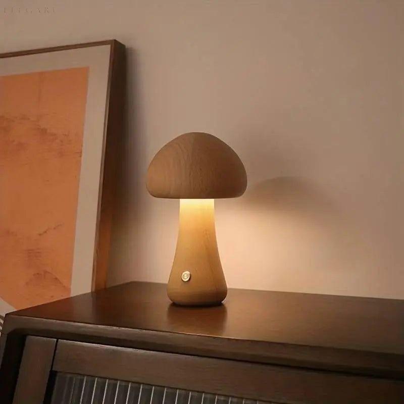 Süßes Pilz-Nachtlicht aus Holz