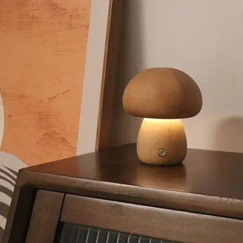 Süßes Pilz-Nachtlicht aus Holz
