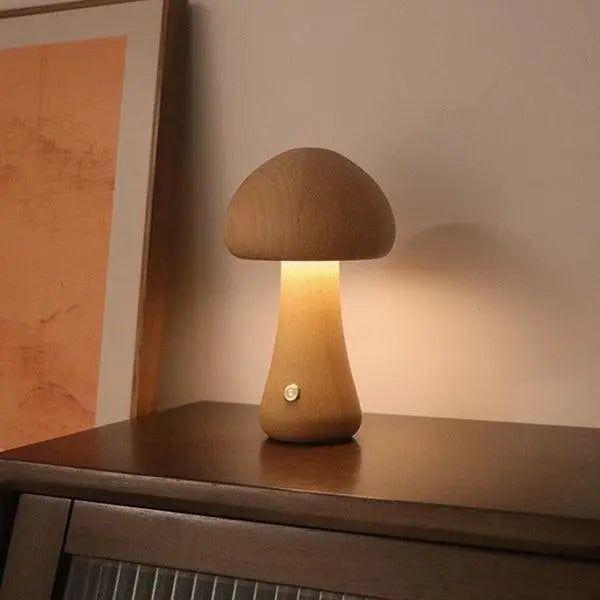 Süßes Pilz-Nachtlicht aus Holz