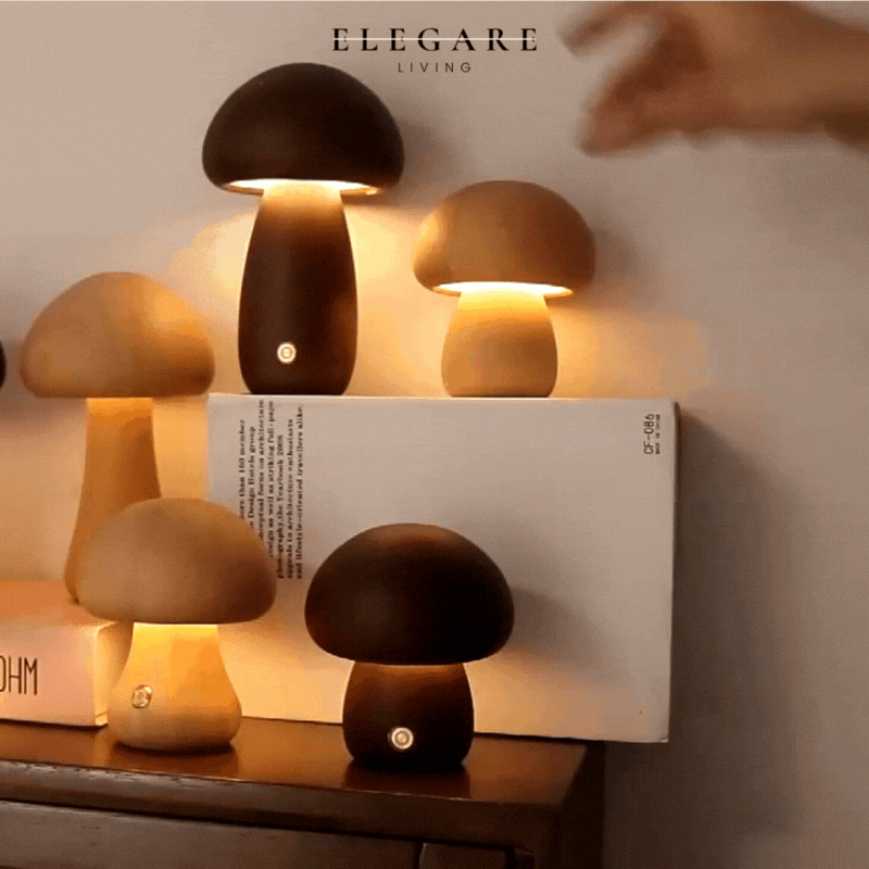 Süßes Pilz-Nachtlicht aus Holz