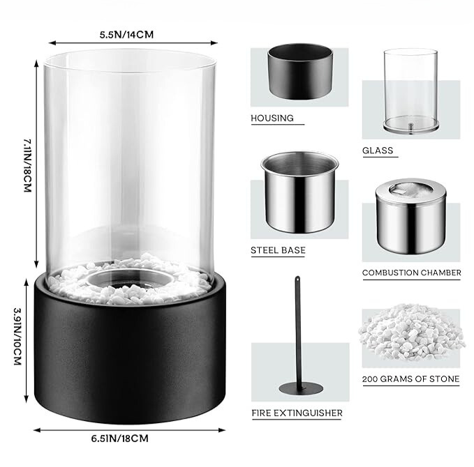 Lumea – Tragbare Glas-Tischkaminlampe