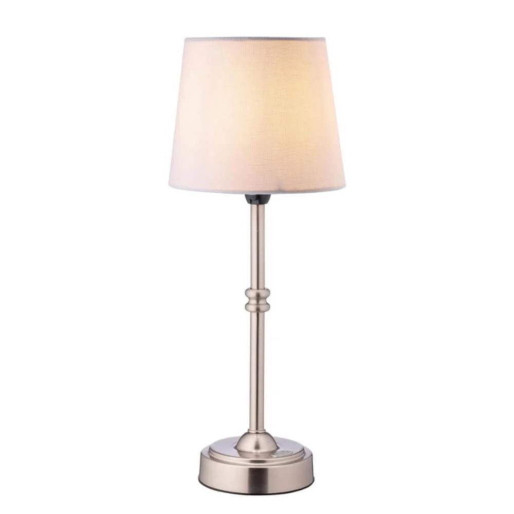 LichtLeinen – Kabellose Tischlampe im Retro-Look mit Stoffschirm