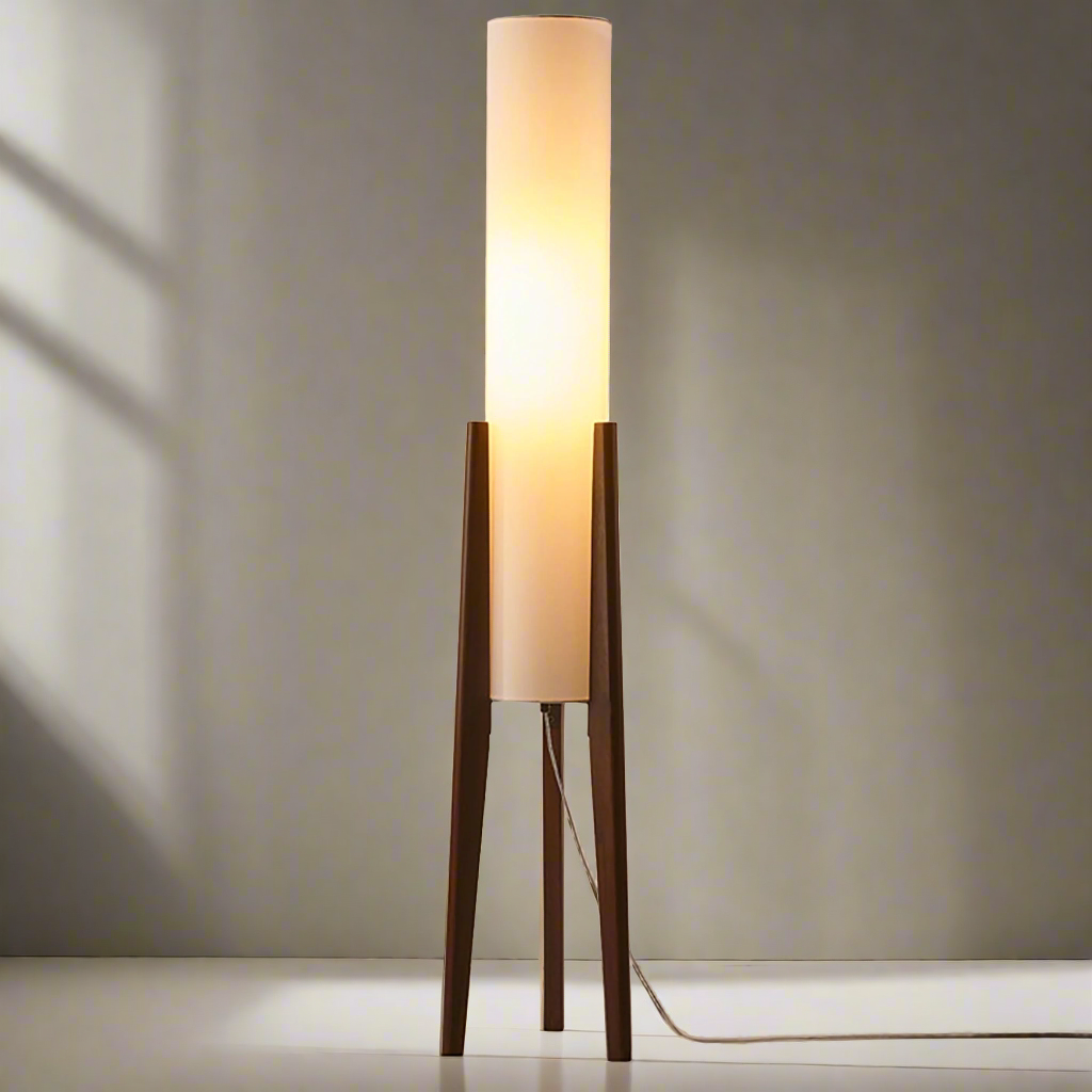WoodGleam – Standlampe aus edlem Walnussholz mit Struktur