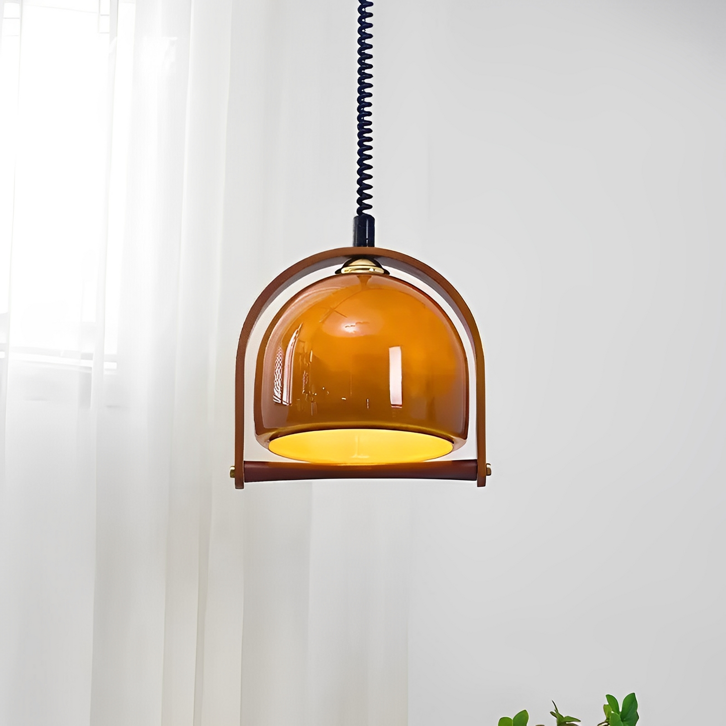 Bauven – Vintage Pendelleuchte aus Holz und Glas im Bauhaus-Stil