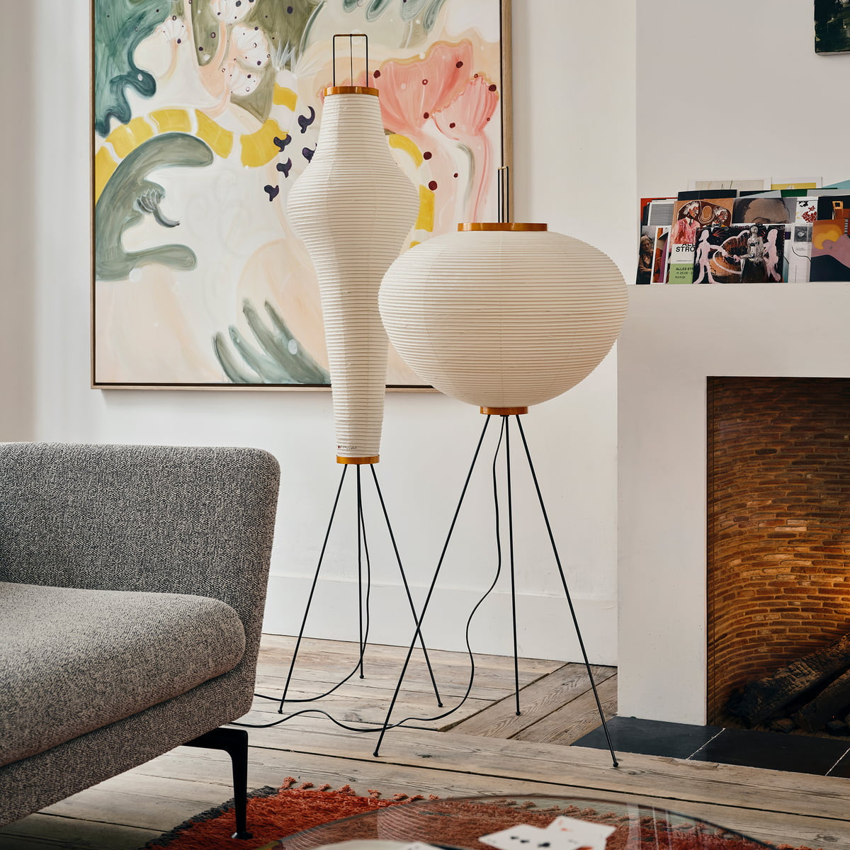 Noa – Stehlampe mit Reispapier: Minimalistische Ruhe in Lichtform