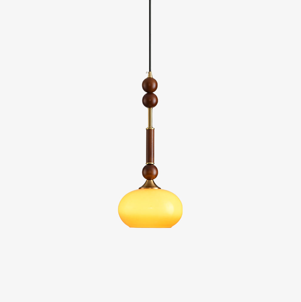 Romy – Pendelleuchte im römischen Stil mit Glas, Holz und Messing