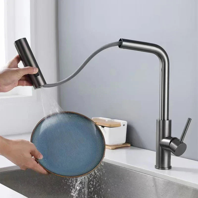 FlowZen – Küchenarmatur mit LED & Wasserfall-Funktion