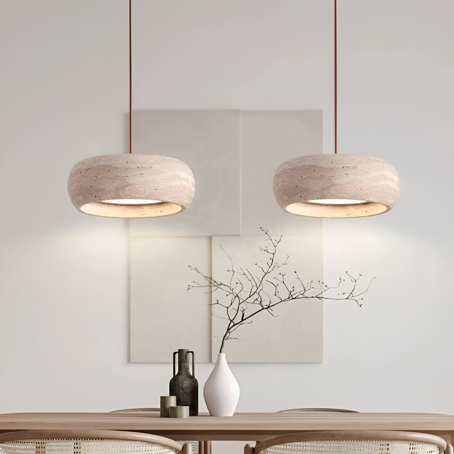 Sora – Minimalistische Travertin-Hängeleuchte