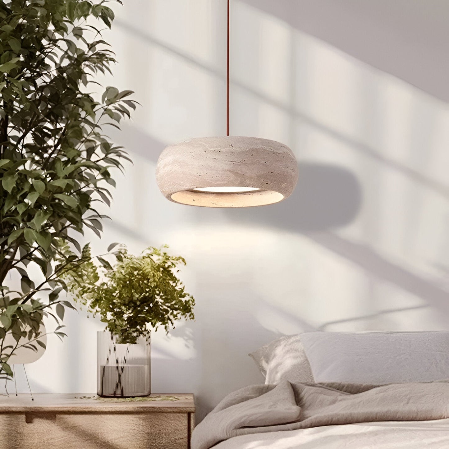 Sora – Minimalistische Travertin-Hängeleuchte