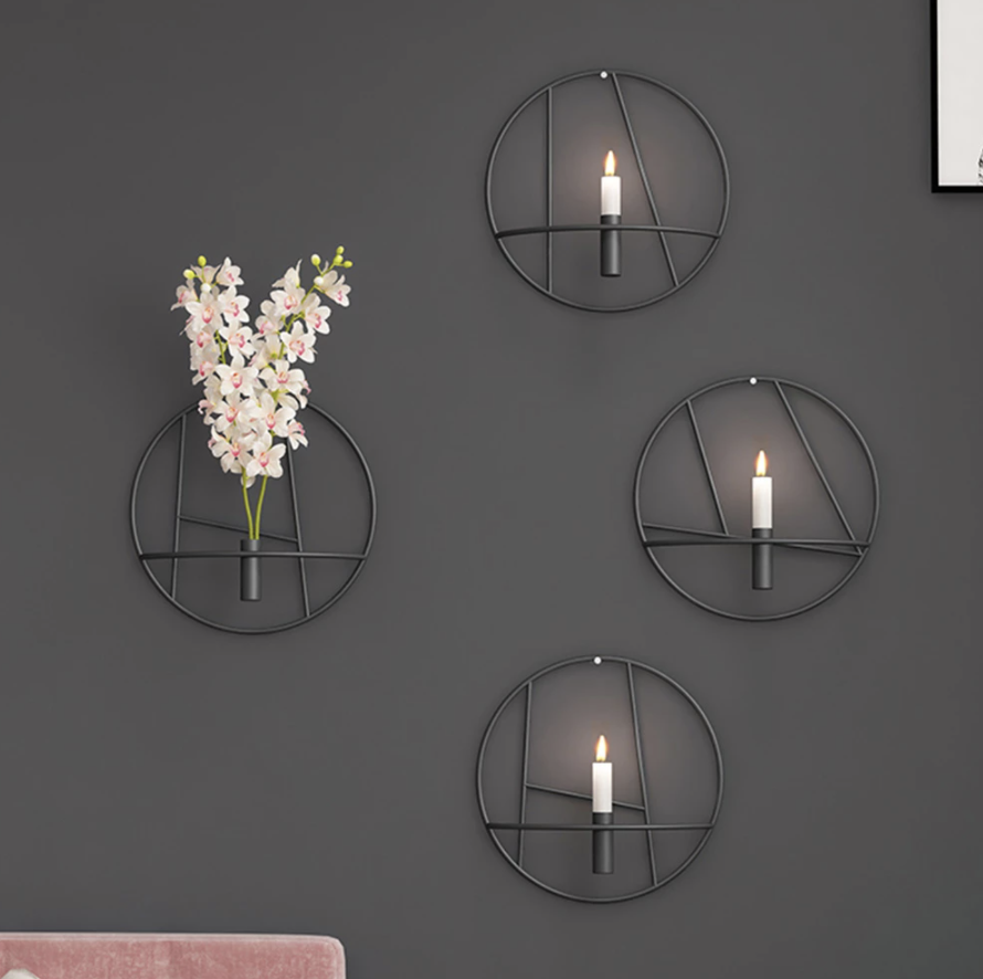 Dual Glanz – Wanddeko mit Kerzenhalter & Vase im raffinierten Design
