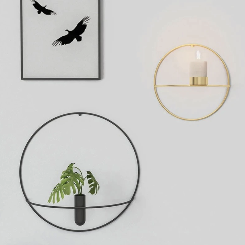 Dual Glanz – Wanddeko mit Kerzenhalter & Vase im raffinierten Design